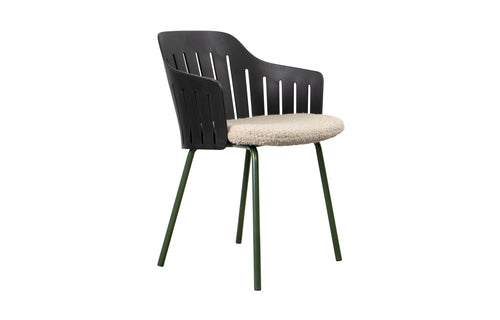 Choice 4 Legs Dark Green Steel Chair by Cane-Line - Black PP, Light Brown Scent Seat.