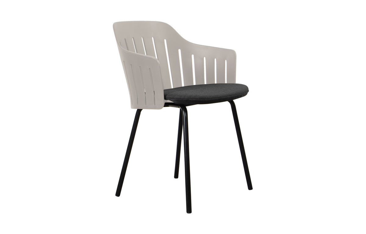 Choice 4 Legs Outdoor Chair by Cane-Line - Taupe PP Seat, Black Natte Seat Cushion.