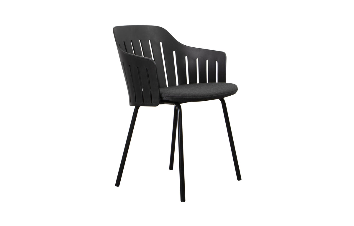 Choice 4 Legs Outdoor Chair by Cane-Line - Black PP Seat, Black Natte Seat Cushion.
