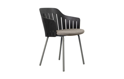 Choice 4 Legs Taupe Steel Chair by Cane-Line - Black PP, Light Brown Zen Seat.