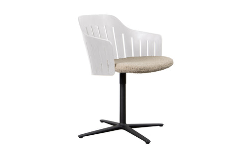 Choice Black Aluminum Swivel Chair by Cane-Line - White PP, Light Brown Scent Seat.