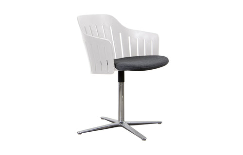 Choice Polished Aluminum Swivel Chair by Cane-Line - White PP, Dark Grey Ambience Seat.