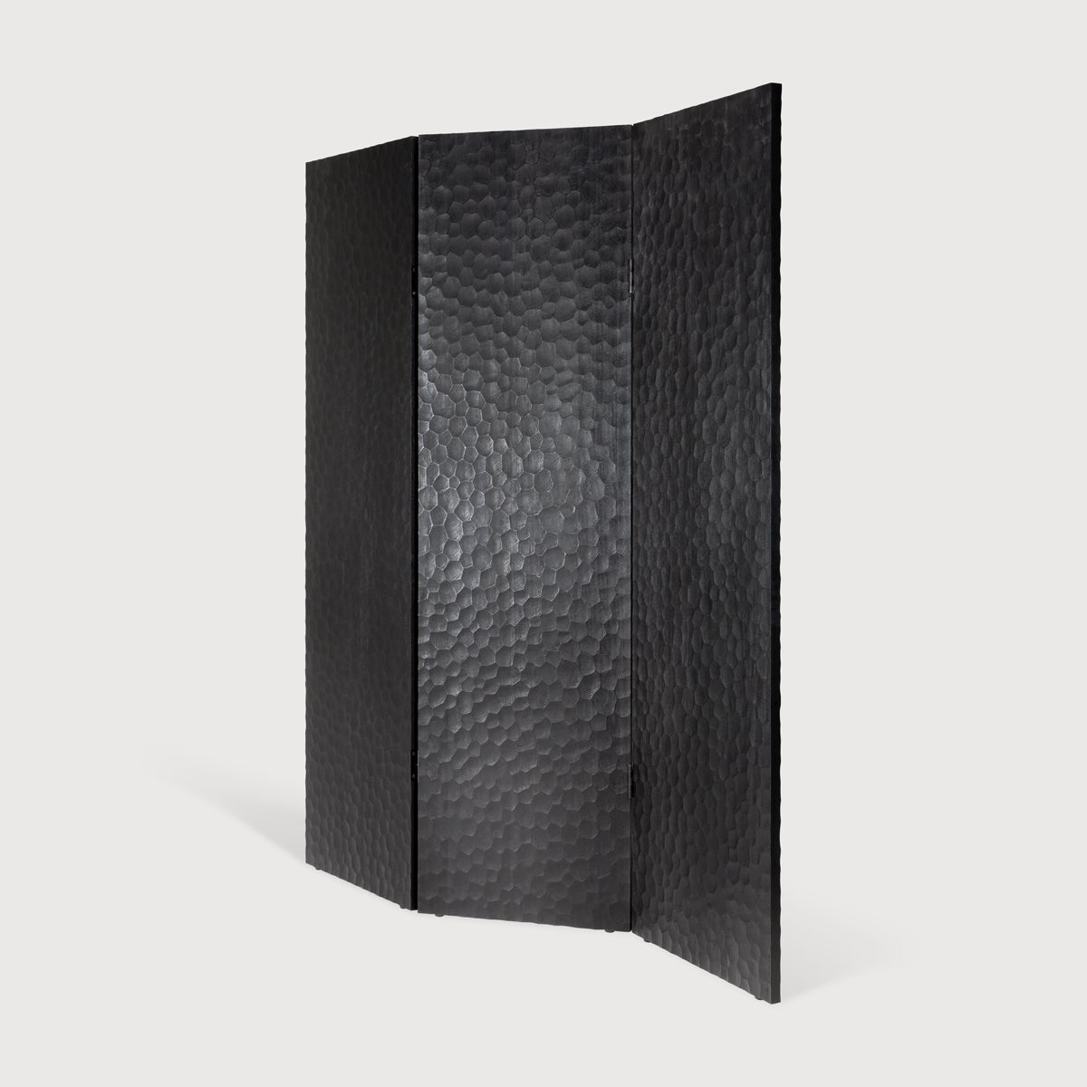 Chopped Room Divider by Ethnicraft, showing angle view of chopped room divider in studio shot.