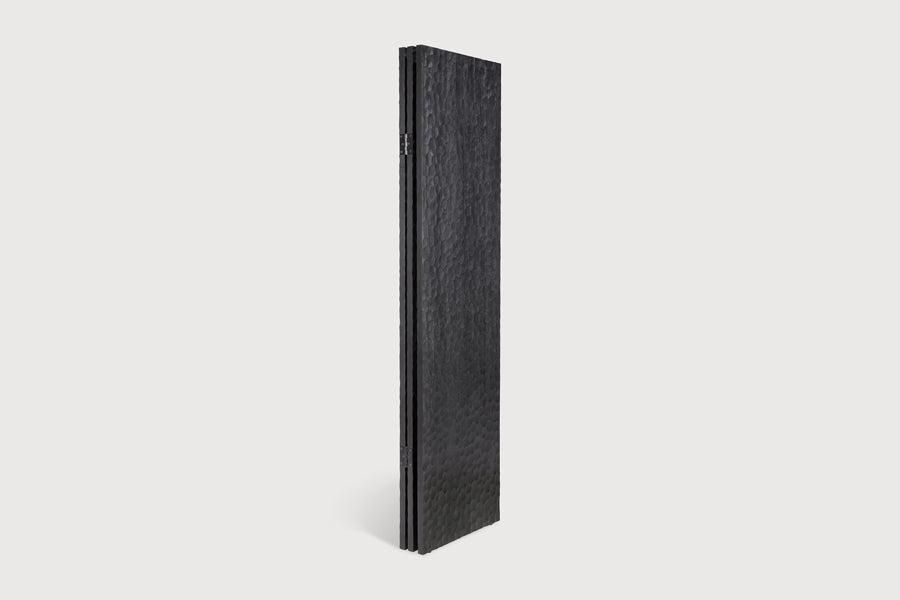 Chopped Room Divider by Ethnicraft, showing side view of chopped room divider in studio shot.