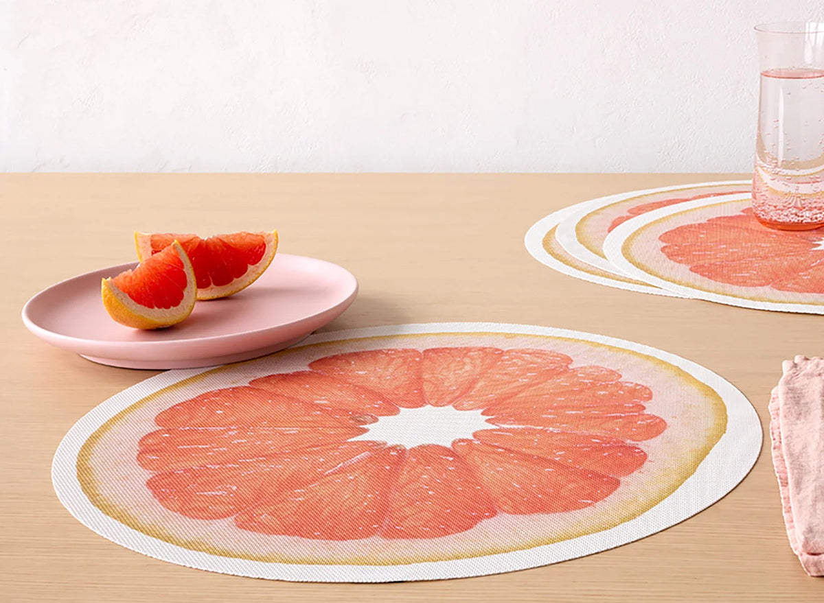 Citrus Placemat by Chilewich, showing citrus placemats in live shot.