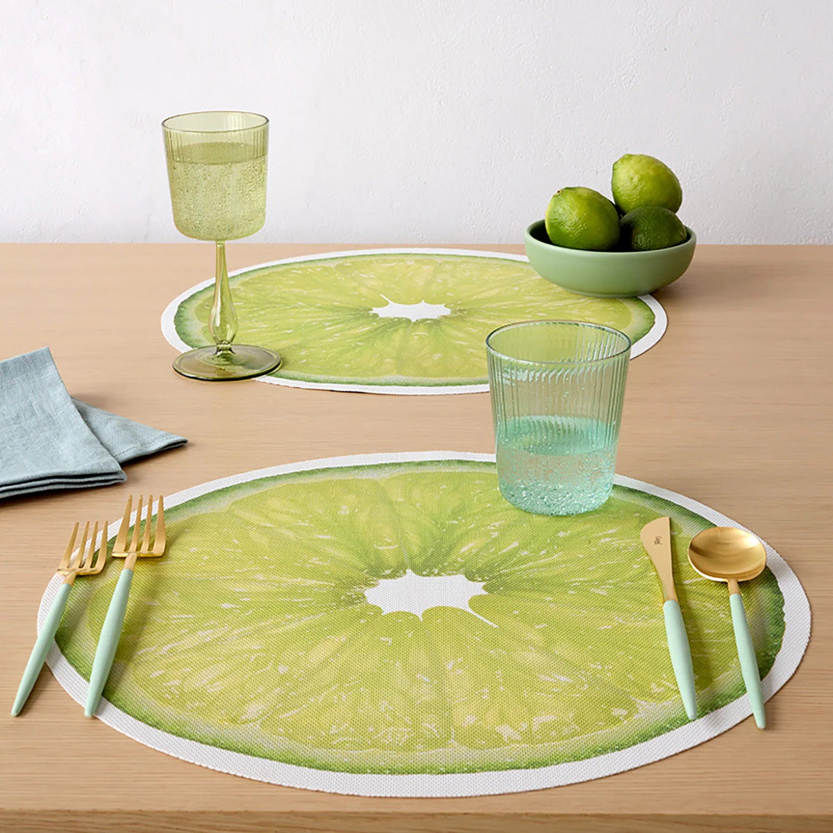 Citrus Placemat by Chilewich, showing citrus placemats in live shot.