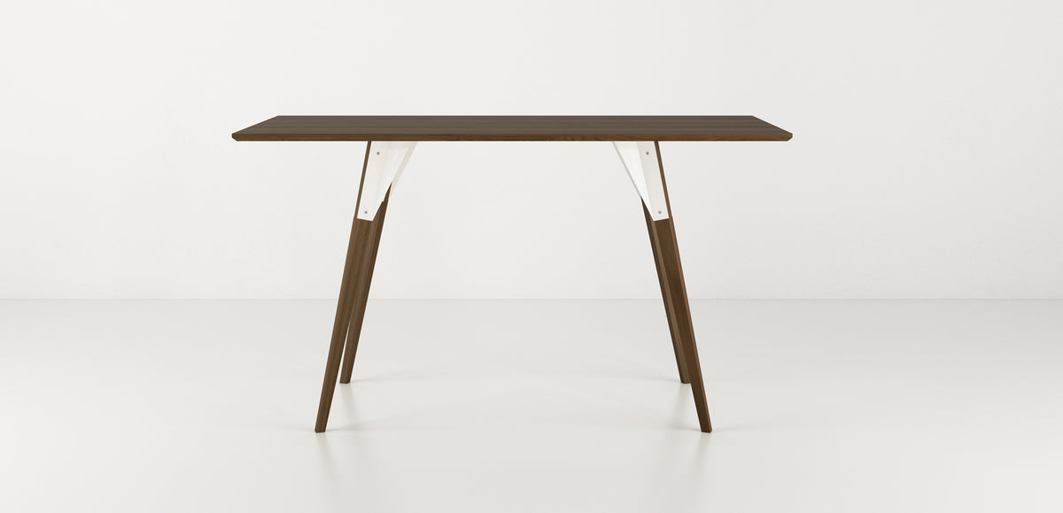 Clarke Desk by Tronk Design, showing front view of clarke desk in live shot.
