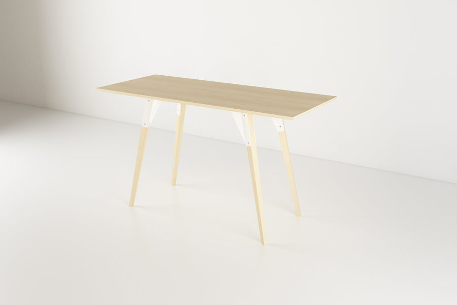 Clarke Desk by Tronk Design, showing angle view of clarke desk in live shot.