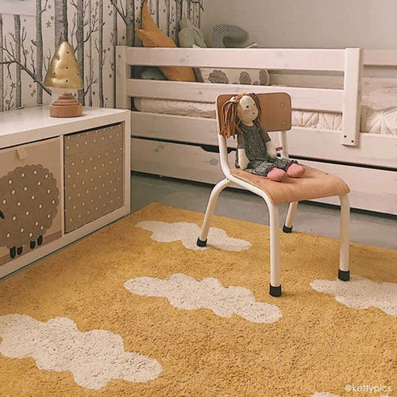 Clouds Washable Rug by Lorena Canals, showing clouds washable rug in live shot.