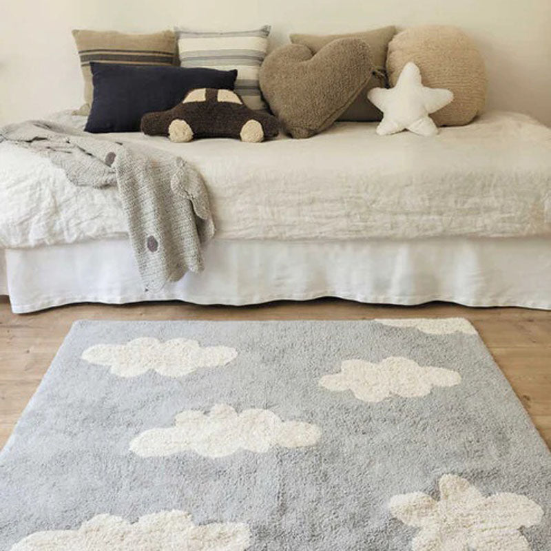 Clouds Washable Rug by Lorena Canals, showing clouds washable rug in live shot.