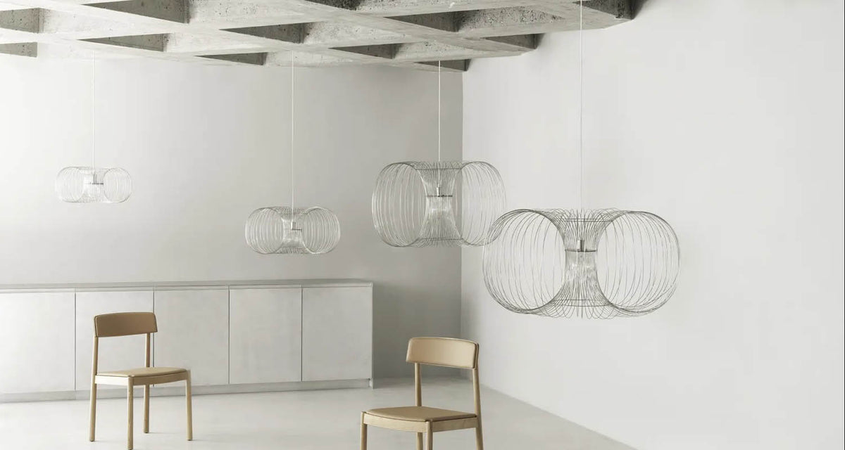 Coil Lamp by Normann Copenhagen, showing coil lamp in live shot.