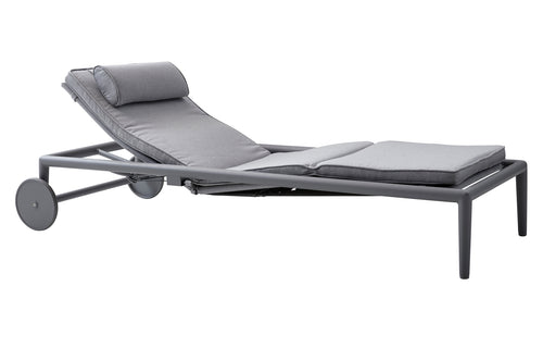 Conic Sunbed with Gas Spring by Cane-Line - Grey AirTouch Cushion Set.