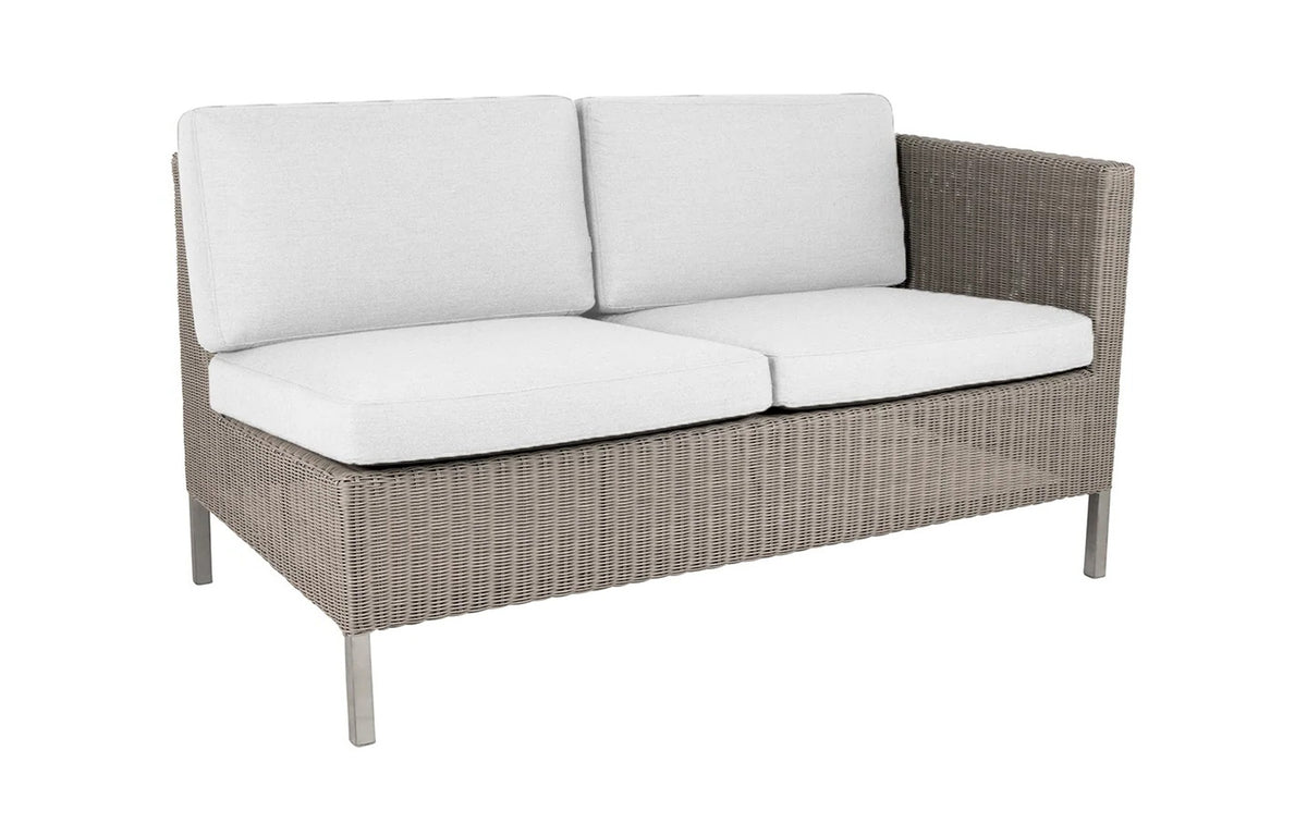 Connect Outdoor Dining Lounge by Cane-Line - 2-Seater Left Module, White Natte Cushion Set.