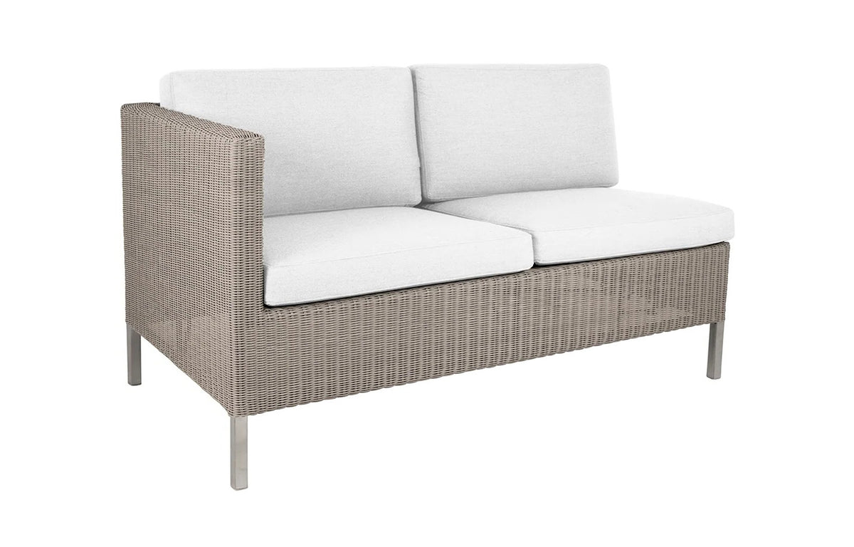 Connect Outdoor Dining Lounge by Cane-Line - 2-Seater Right Module, White Natte Cushion Set.