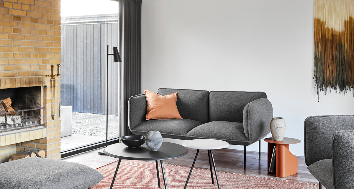 Cono Floor Lamp by Woud, showing cono floor lamp in live shot.
