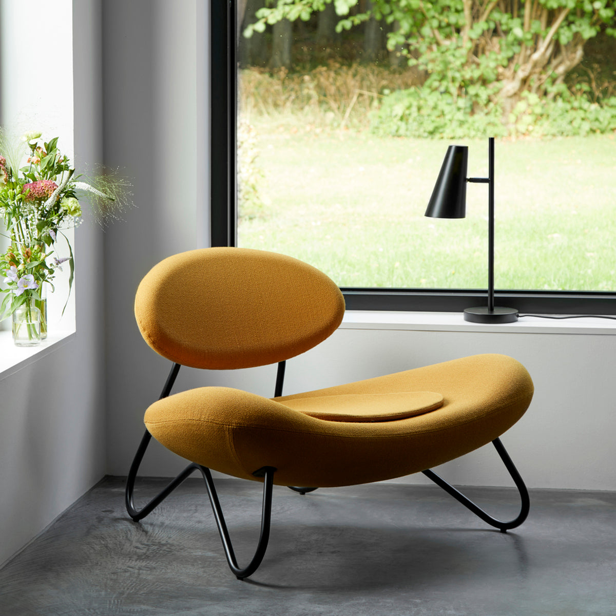 Cono Floor Lamp by Woud, showing cono floor lamp in live shot.