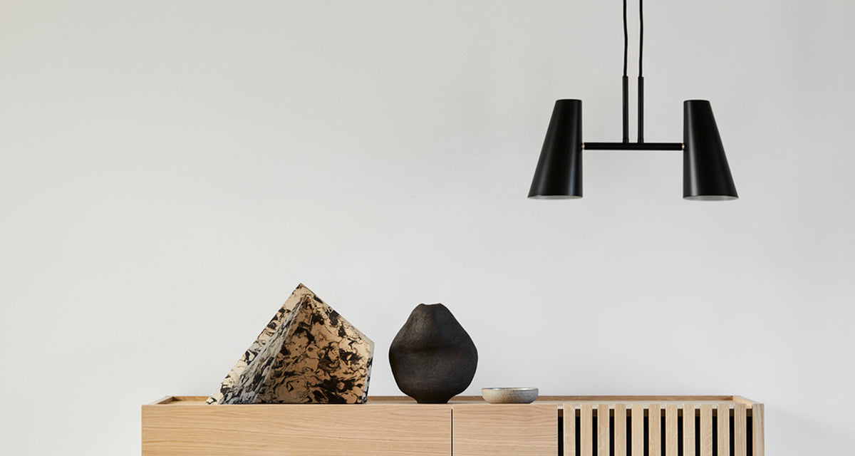 Cono Pendant by Woud, showing cono pendant in live shot.