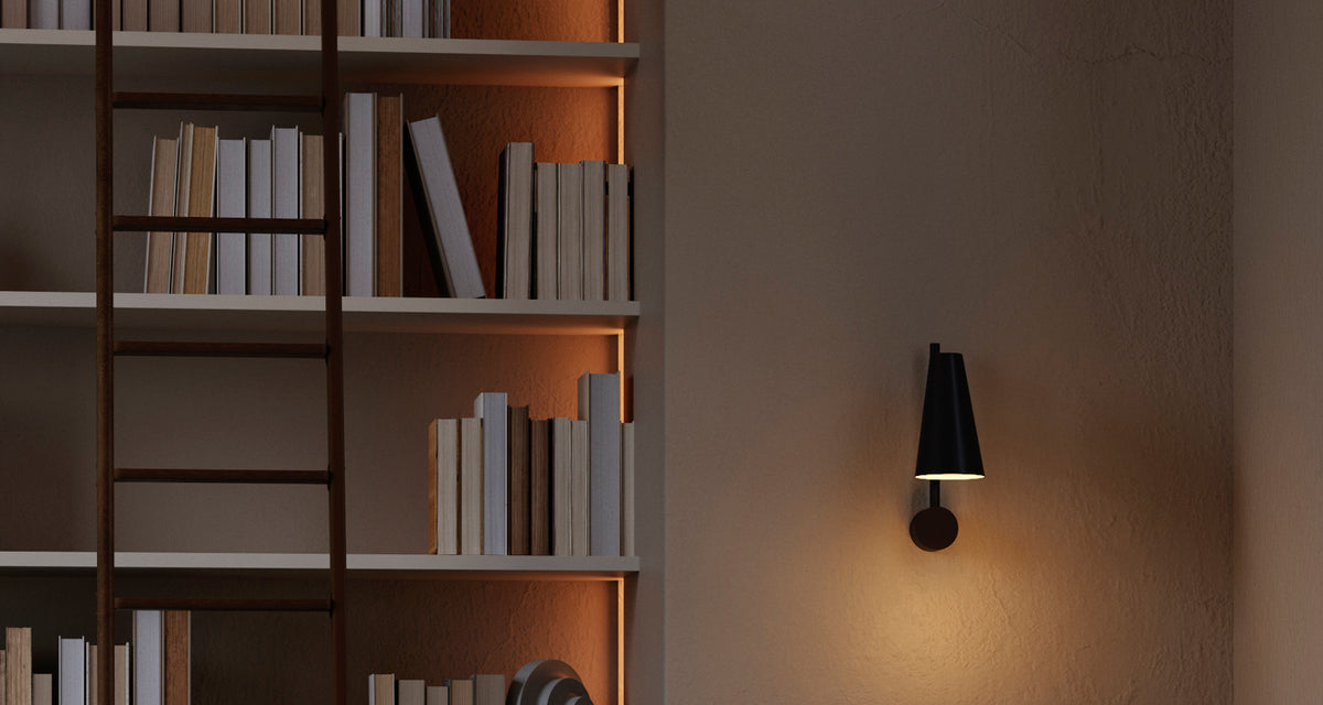 Cono Wall Lamp by Woud, showing cono wall lamp in live shot.