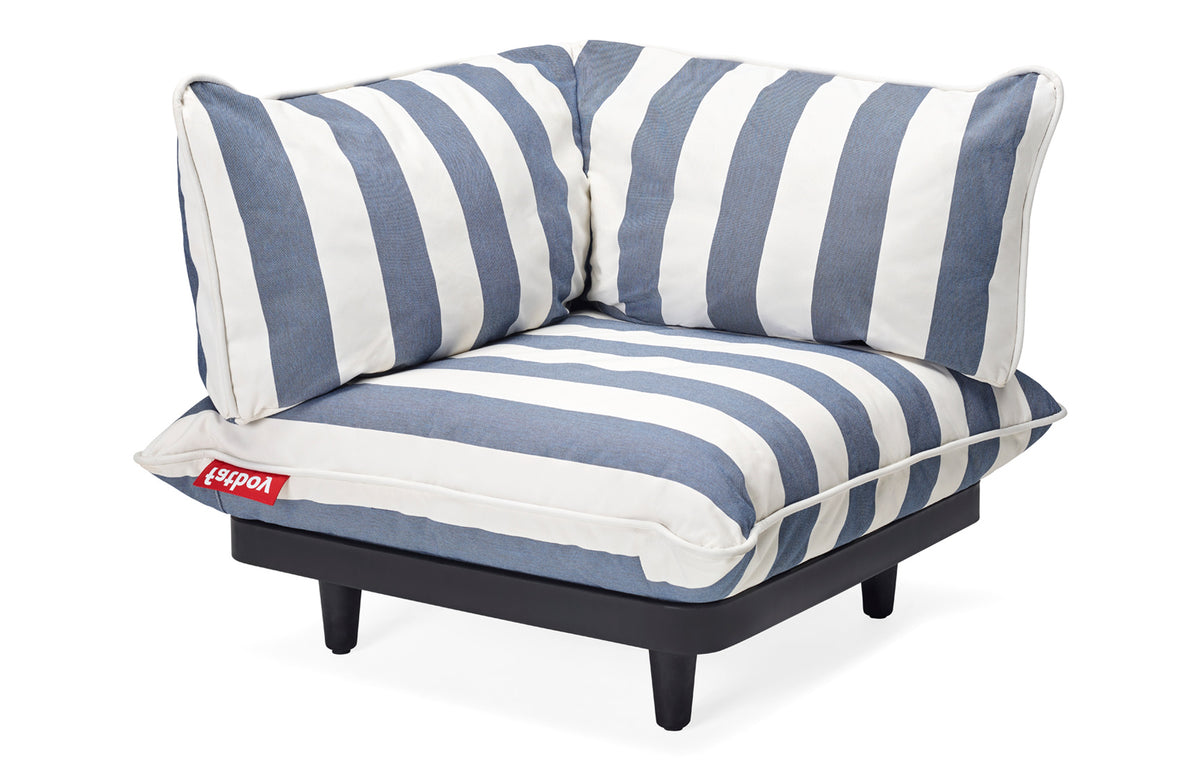 Paletti Sectional by Fatboy - Corner Seat, Ocean Blue Stripe Sunbrella Fabric.