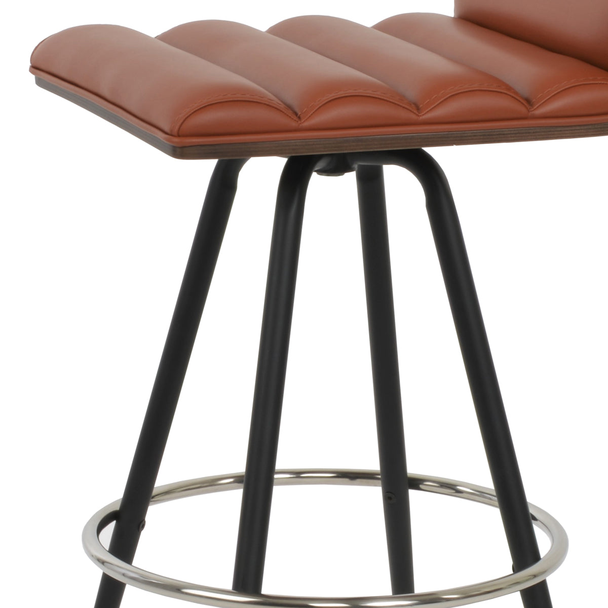 Corona Comfort Max Swivel Stool by SohoConcept, showing closeup view of corona comfort max swivel stool in black powder steel/cinnamon ppm-fr.