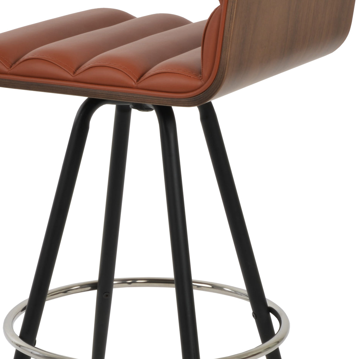 Corona Comfort Max Swivel Stool by SohoConcept, showing closeup view of corona comfort max swivel stool in black powder steel/cinnamon ppm-fr.