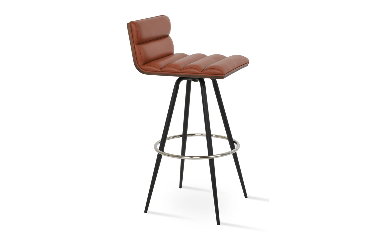 Corona Comfort Max Swivel Stool by SohoConcept - Black Powder Steel, Cinnamon PPM-FR.