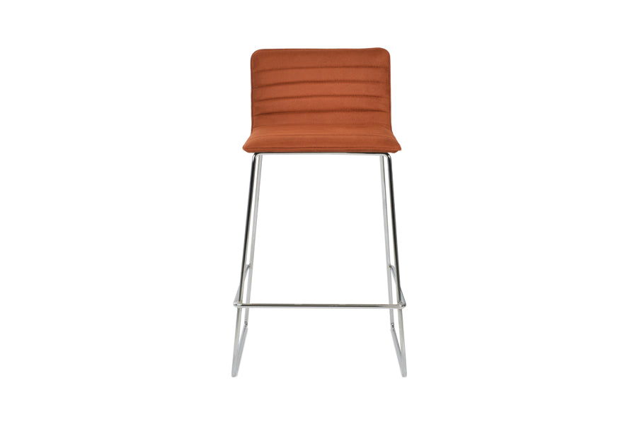 Corona Full Upholstery Wire Handle Back Stool by SohoConcept, showing front view in chrome wire/cinnamon ppm-fr.