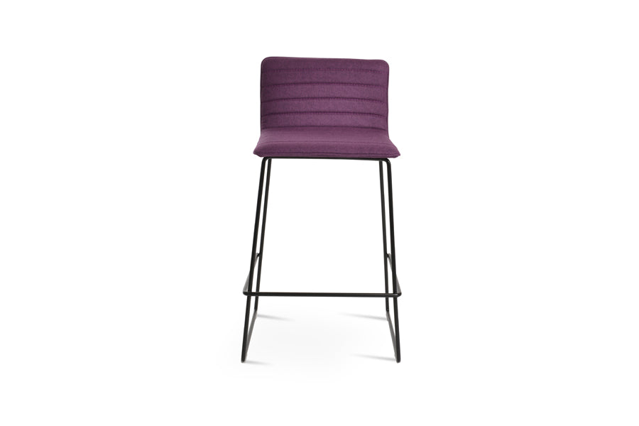Corona Full Upholstery Wire Handle Back Stool by SohoConcept, showing front view in black wire/camira blazer new deep maroon wool.