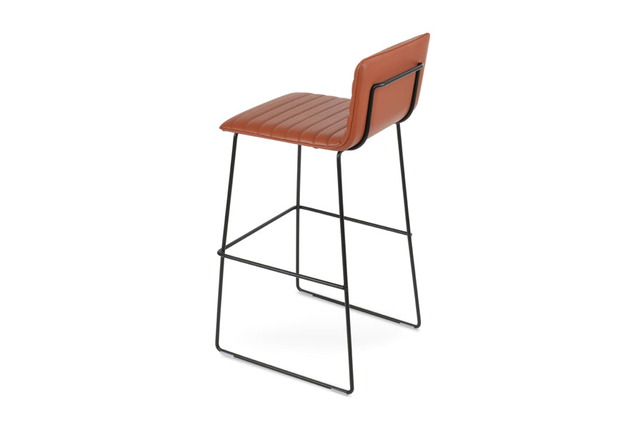 Corona Full Upholstery Wire Handle Back Stool by SohoConcept, showing back view in black wire/cinnamon ppm-fr.