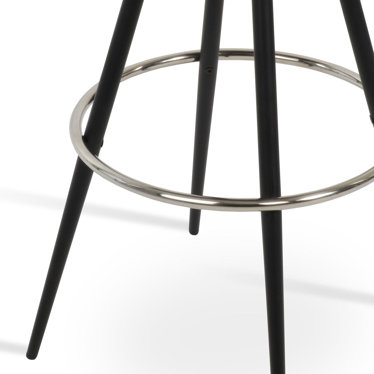 Corona Max Swivel Counter Stool by SohoConcept, showing closeup view of base for corona max swivel counter stool in black powder steel.