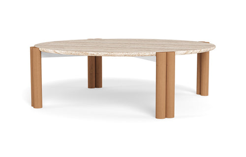 Cove Coffee Table by Harbour - Natural Teak, Travertine Cream.