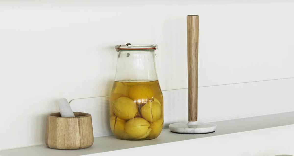 Craft Paper Towel Holder by Normann Copenhagen, showing craft paper towel holder in live shot.