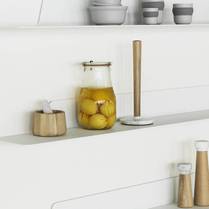 Craft Paper Towel Holder by Normann Copenhagen, showing craft paper towel holder in live shot.