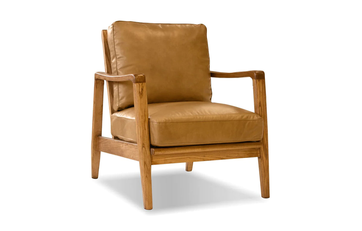 Craftsman Occasional Chair by Mobital - Natural Ash Wood, Tan Leather.