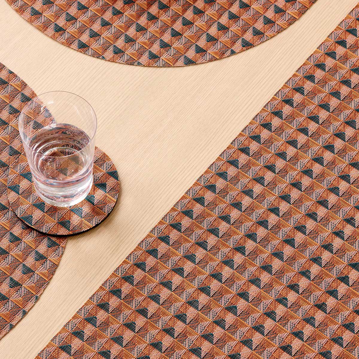 Crane Placemat by Chilewich, showing closeup view of crane placemats in live shot.