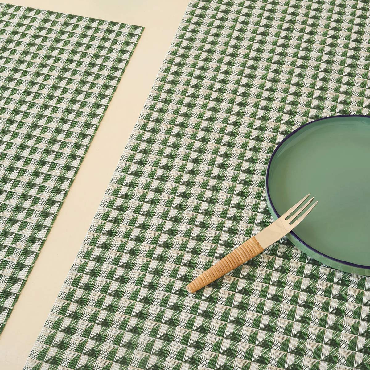 Crane Placemat by Chilewich, showing closeup view of crane placemats in live shot.