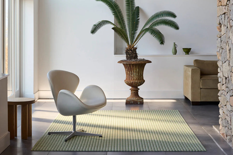 Crane Woven Floor Rug by Chilewich, showing crane woven floor rug in live shot.