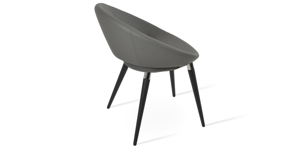 Crescent Ana Dining Chair by SohoConcept, showing back view of crescent ana dining chair in black powder steel with chrome ring/grey ppm.