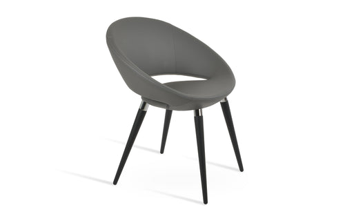 Crescent Ana Dining Chair by SohoConcept - Black Powder Steel with Chrome Ring, Grey PPM.