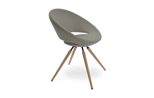 Crescent Carrot Swivel Dining Chair by SohoConcept - Natural Veneer, Bone PPM.