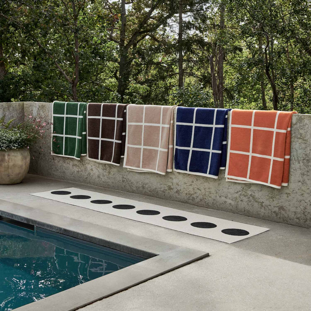 CRISS Dark Blue Runner Rug by Pappelina, showing criss dark blue runner rug in live shot.