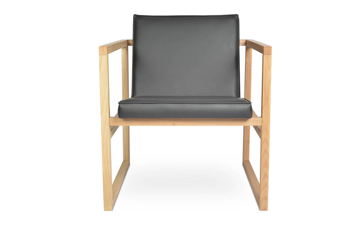 Cube Lounge Armchair by SohoConcept - Natural Ash Wood, Grey PPM-FR.
