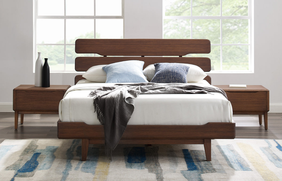 Currant Bedroom Collection by Greenington - Bed + 2 Nightstands, Oiled Walnut.