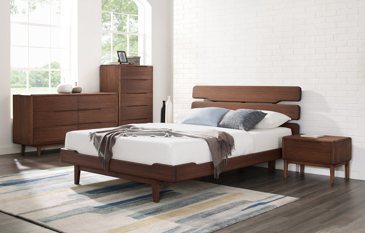 Currant Bedroom Collection by Greenington - Bed + 2 Nightstands + Chest + Dresser, Oiled Walnut.