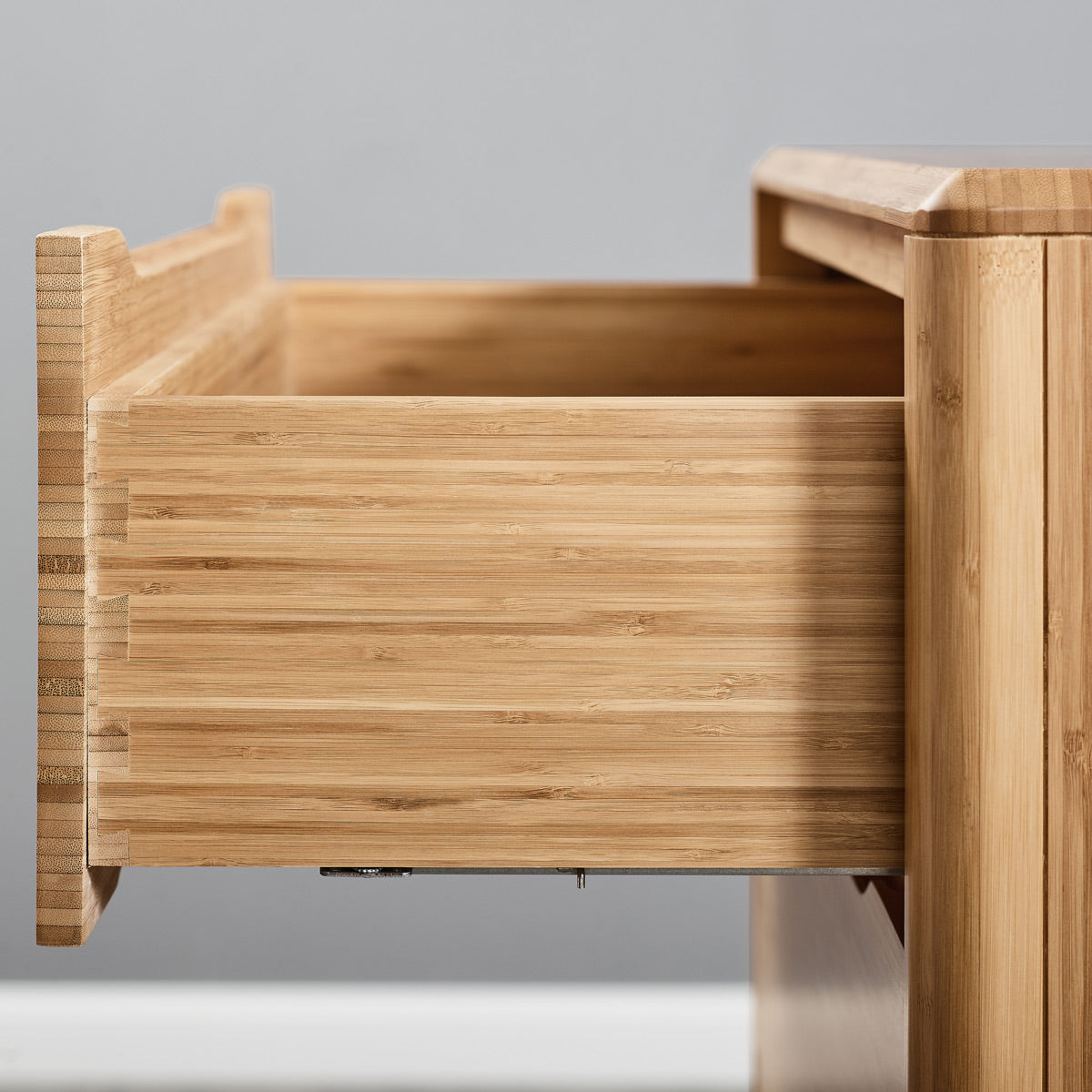 Currant Nightstand by Greenington, showing closeup view of currant nightstand in live shot.