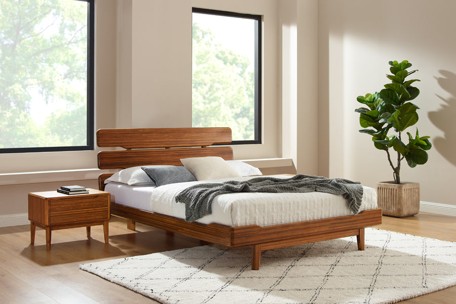 Currant Platform Bed by Greenington, showing currant platform bed in live shot.