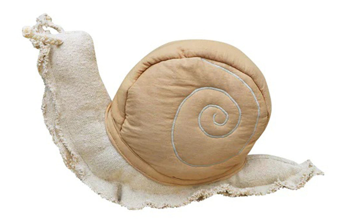 Lazy Snail Cushion by Lorena Canals, showing front view of lazy snail cushion.