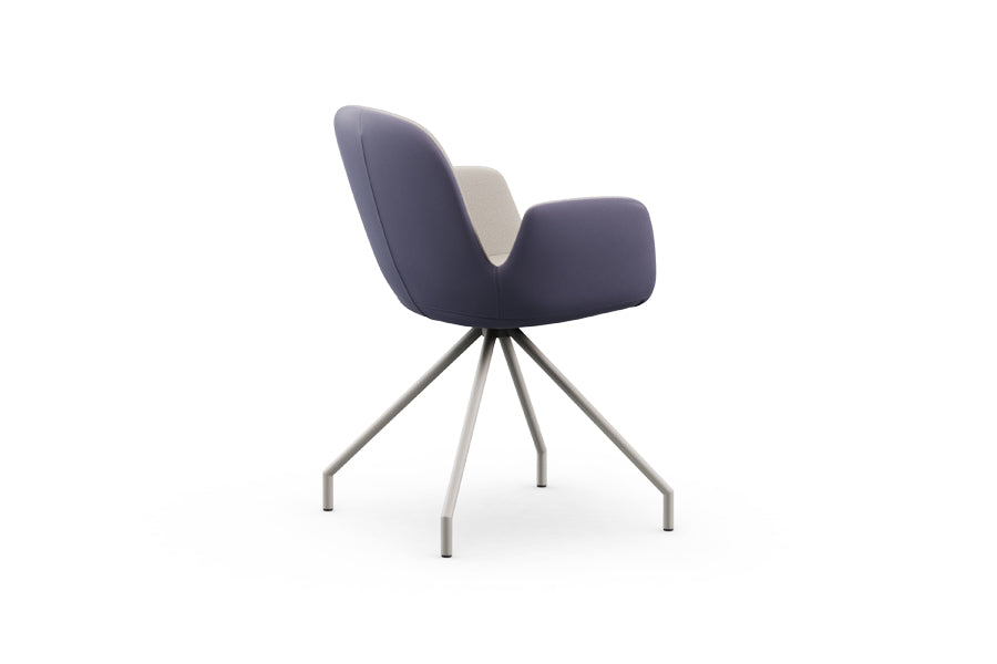 Daisy 4 Prongs Swivel Chair by B&T, showing side view of daisy 4 prongs swivel chair in silk grey ral 7044 base.