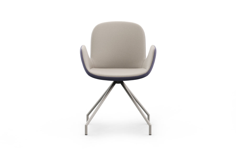 Daisy 4 Prongs Swivel Chair by B&T, showing front view of daisy 4 prongs swivel chair in silk grey ral 7044 base.