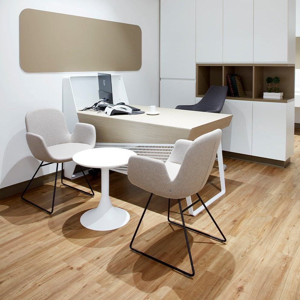 Daisy Sled Chair by B&T, showing daisy sled chairs in live shot.